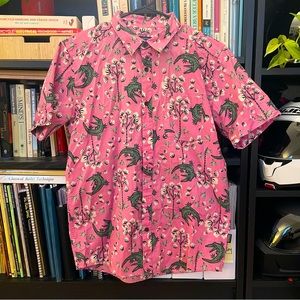 Pink flower and alligator short sleeve button down from Patagonia